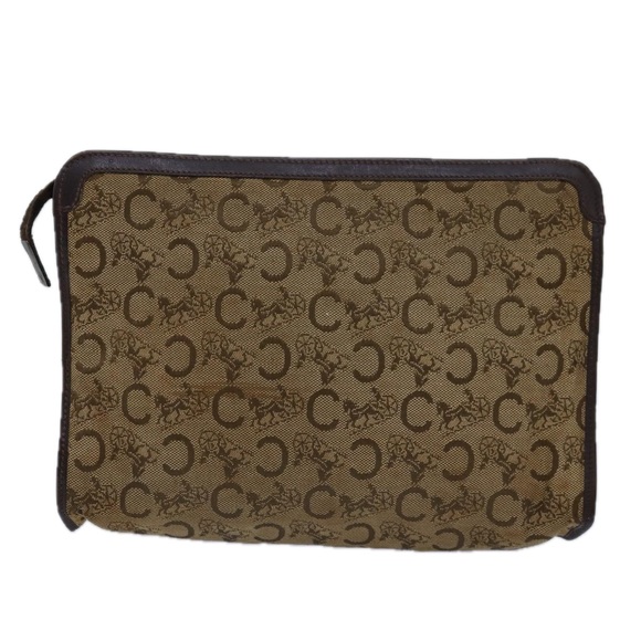 CELINE C Macadam Canvas Clutch Bag Beige Auth bs14954 - Picture 2 of 16